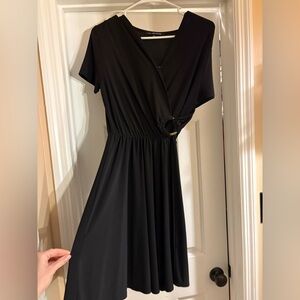 Chic Black Midi Wrap Dress